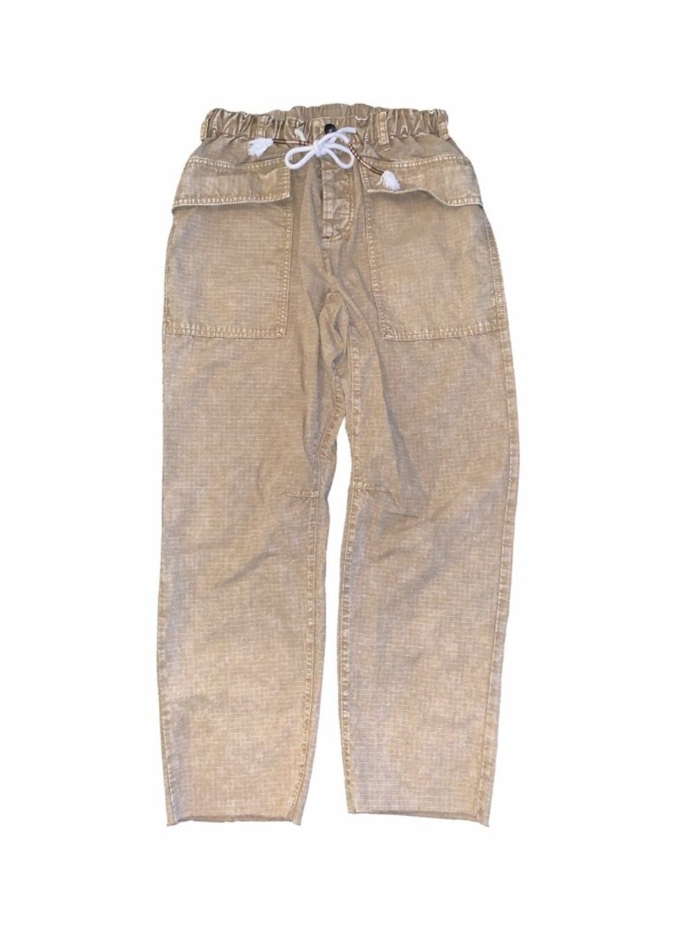 Free People Moxie Barrel Jeans Size XS 26 Waist Brown Ripstop Boho Drawstring
